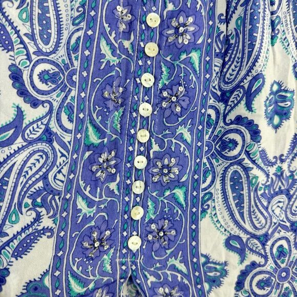 Paisley print button pearls purple maxi Skirt with a front slit size small - Picture 6 of 12